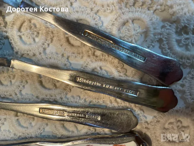 Красиви прибори MONOGRAM от Англия с рози и керамични дръжки, снимка 7 - Антикварни и старинни предмети - 48200318