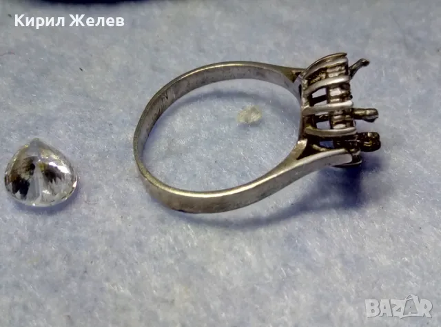 СТАР СКЪПОЦЕНЕН СРЕБЪРЕН ПРЪСТЕН СРЕБРО 925 с БРИЛЯНТНО ФАСЕТИРАН ЦИРКОН НУЖДАЕЩ се от МОНТАЖ 38045, снимка 9 - Пръстени - 50417410