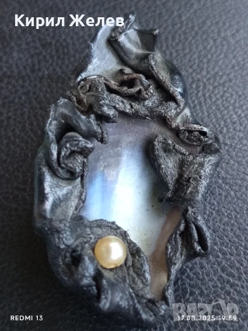 Арт брошка ръчна изработка с перла много красива 27023, снимка 2 - Други - 51395751