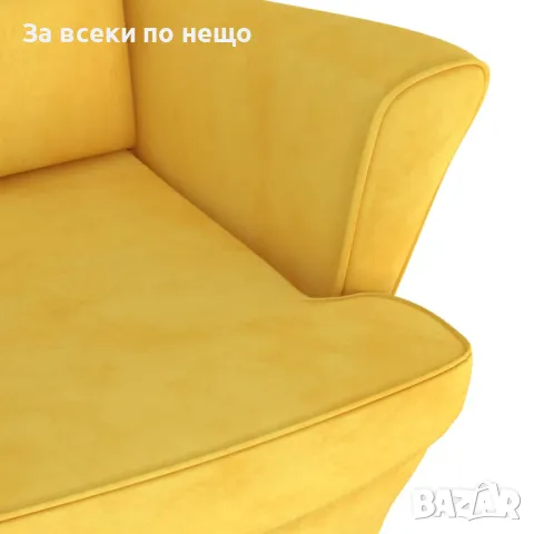 Фотьойл, горчица, кадифе, снимка 5 - Дивани и мека мебел - 47711421