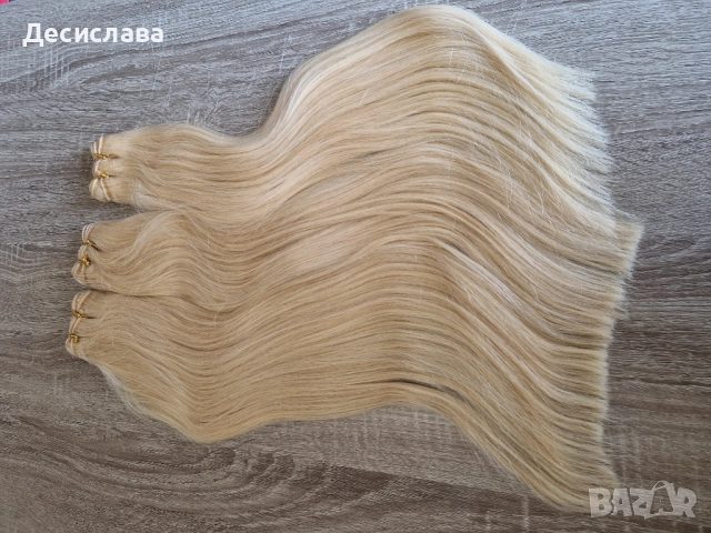 Естествена гъста руса коса на треса. Плътен косъм и крайща!, снимка 4 - Аксесоари за коса - 51490265