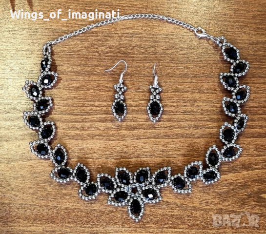 Комплект колие/чокър и обеци, ръчна изработка , снимка 2 - Бижутерийни комплекти - 39170661