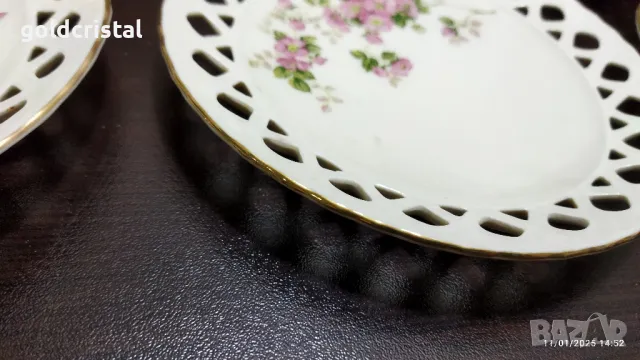 Стар български порцелан Изида чинийки, снимка 4 - Антикварни и старинни предмети - 48645552