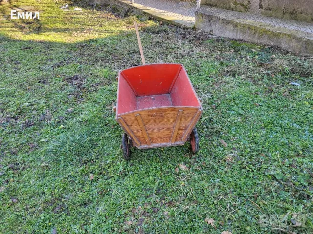 Стара дървена градинска количка , снимка 3 - Градински мебели, декорация  - 48832503