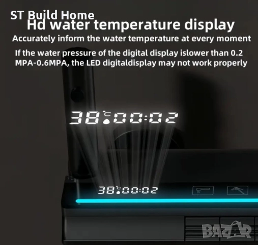 Душова лента с пиано дизайн и дигитален термометър – Лукс за вашата баня, снимка 10 - Душове - 51597011