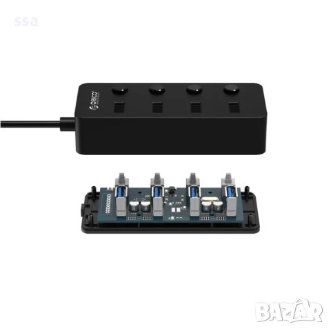 Orico хъб USB3.0 HUB 4 port black, 4 On/Off buttons - W9PH4-U3-BK, снимка 5 - Други - 43061949