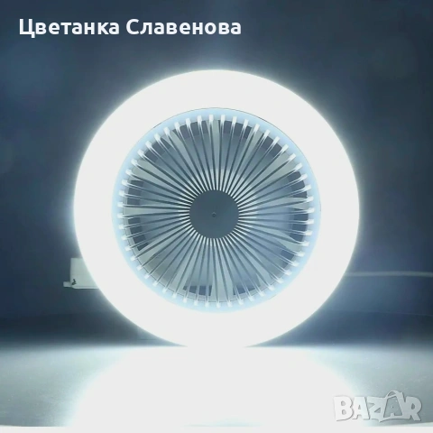Таванен вентилатор с лампа, 30W фасунга за вентилатор, LED лампа, 3000-6500K,от 20-45C, снимка 7 - Лед осветление - 53123362