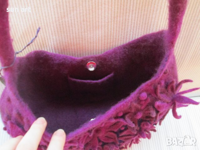 Вълнена плъстена чанта, снимка 6 - Чанти - 27489141