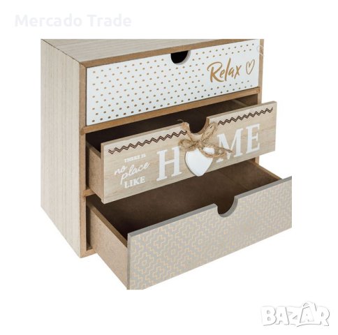 Декоративна кутия Mercado Trade, 3 чекмеджета, Дърво, Сърце, снимка 3 - Декорация за дома - 43958061