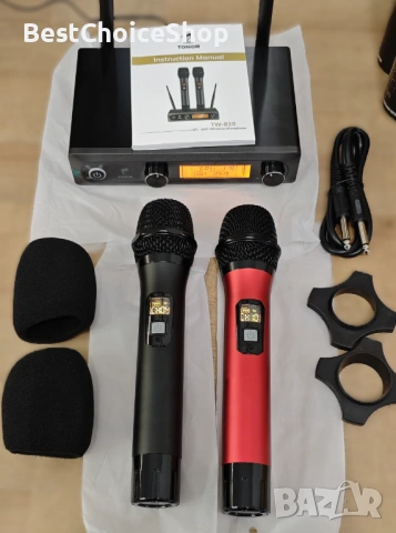 TONOR безжична микрофонна система с два микрофона – Черен и червен