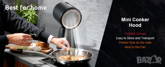 Настолен кухненски аспиратор 180m³/h, 3-скоростен SNDOAS    - За кухни, каравани, кемпери, общежития, снимка 2 - Абсорбатори - 47318397