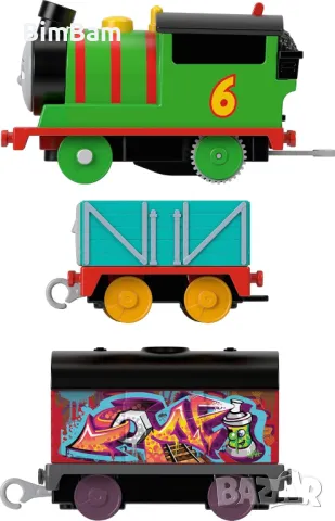 Оригинално моторизиранo влакче Thomas & Friends - Graffiti Percy , снимка 3 - Влакчета, самолети, хеликоптери - 48732266