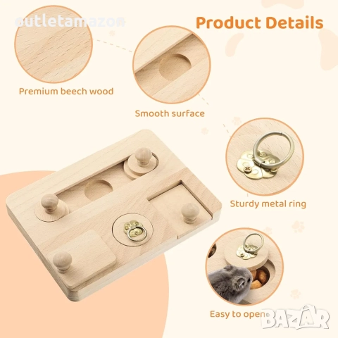 Дървена хранилка за хамстери, снимка 2 - Хамстери - 52429771