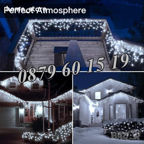 Коледна завеса 3 м бяла светлина, коледна украса, коледни лампички, снимка 3 - Декорация за дома - 43185207