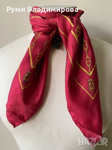 Червен копринен шал, снимка 6 - Шалове - 52638160