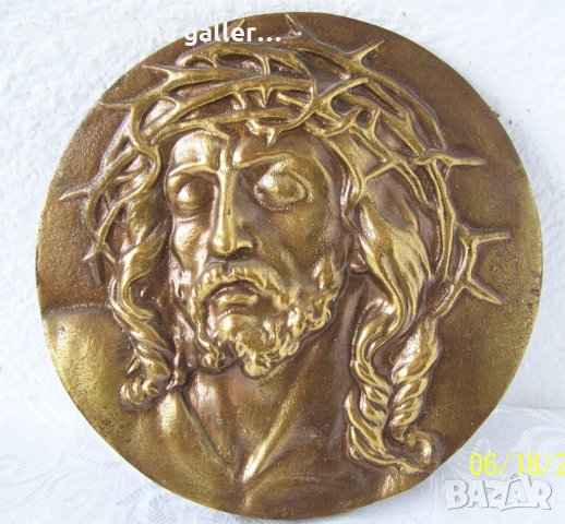 Исус с трънен венец -  икона, релеф барелеф метал религия, снимка 8 - Пана - 28962981