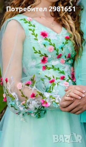 Уникална рокля с 3Д цветя, снимка 5 - Рокли - 52444041