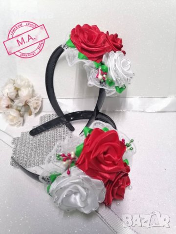 Страхотна диадема с рози бяла и червена! , снимка 9 - Шноли, диадеми, ленти - 32576337