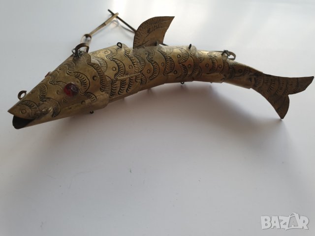 Винтидж шарнирна месингова риба -16 см, снимка 4 - Антикварни и старинни предмети - 40228388