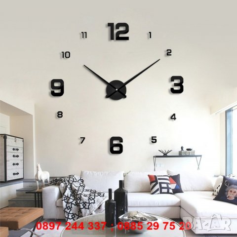 3D стенен часовник голям размер огледални - МОДЕЛ 4205, снимка 1 - Други стоки за дома - 28269578