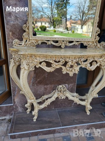 Италианска барокова конзола с огледало б22, снимка 8 - Огледала - 44117157