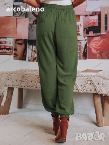 Дамски ежедневни панталони с шнурове с джоб, 5цвята, снимка 14 - Панталони - 40759609