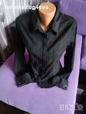 Черна официална маркова риза размер s., снимка 5 - Ризи - 35521444