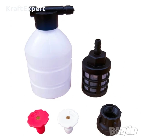 Акумулаторна Водоструйка KraftWorld с 2 Батерии Налягане 26 бара + Kонтейнер за Препарат и Аксесоари, снимка 5 - Други инструменти - 50488212