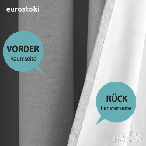 Treatmentex непрозрачни завеси с ефект на лен, термо завеса с капси, затъмняваща, сива, топлоизолаци, снимка 4 - Пердета и завеси - 52297033