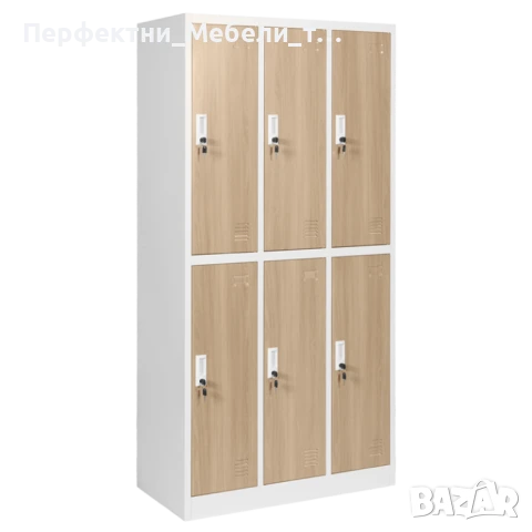 Метален шкаф за 6 души лукс-цвят бук/бял или орех/черен-дизайнерска съблекалнята на зала, снимка 3 - Шкафове и рафтове - 51298910