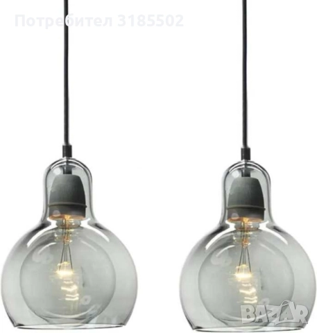 Пендел Globe, Е27, Кехлибар, Опушено сиво, снимка 4 - Лампи за таван - 51446096