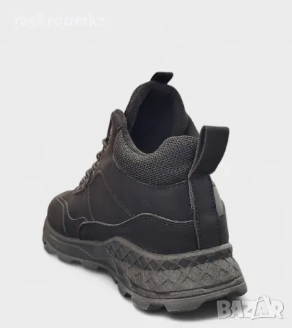 Спортни мъжки боти с връзки и цип в сив цвят M2425-1 Black, снимка 3 - Мъжки боти - 48392396