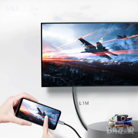 Видео кабел, USB-C/HDMI, 4K, 2 м, сив, снимка 2 - Резервни части за телефони - 48133346