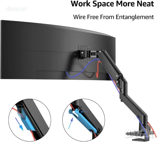 BEWISER Регулируемо рамо за ултраширок монитор, за 34-49 инча, до 20кг, снимка 4 - Друга електроника - 49290794