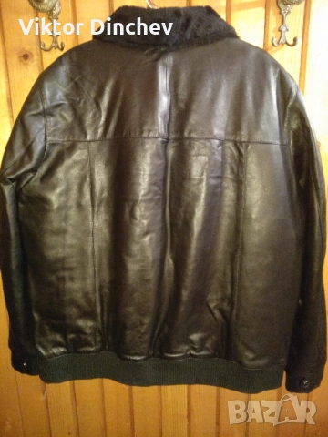 Мъжко зимно черно кожено яке, снимка 3 - Якета - 52503035