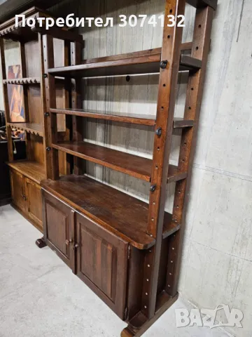 Масивен дъбов шкаф/библиотека с регуриране на рафтовете, снимка 3 - Шкафове - 49680266
