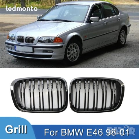 Черни гланцови двойни бъбреци за BMW E46 4-врати (1998-2001) - M стил