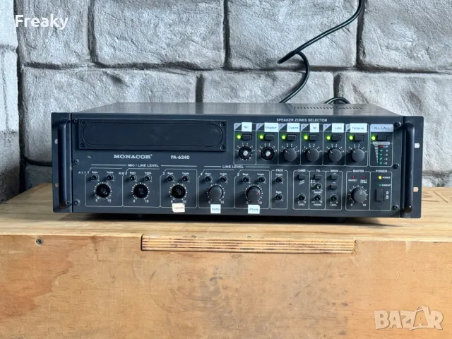 Стъпало  Monacor PA-6240 ELA Amp ,  6-зонoв моно миксер усилвател 240W, снимка 3 - Ресийвъри, усилватели, смесителни пултове - 49520269