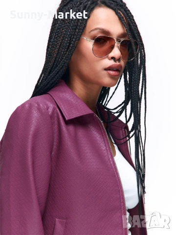 Дамско розово кожено яке, снимка 4 - Якета - 53509105