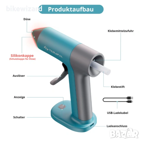 Безжичен мини пистолет за лепене с горещ силикон + лепилни пръчки , снимка 2 - Други инструменти - 53434440