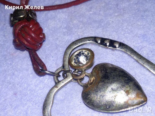 ПОСРЕБРЕНО БРОНЗОВО СЪПЦЕВИДНО АРТ КОЛИЕ МЕДАЛЬОН с ФАСЕТИРАН ПЛАНИНСКИ КРИСТАЛ 34672, снимка 4 - Колиета, медальони, синджири - 39179868