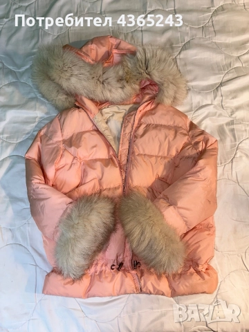 Дамско розово зимно късо яке с пух размер М, снимка 3 - Якета - 52576719