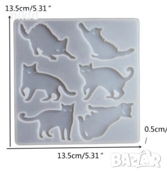 6 пози котка коте котки силиконов молд форма фондан смола шоколад гипс декор украса, снимка 3 - Форми - 43995061