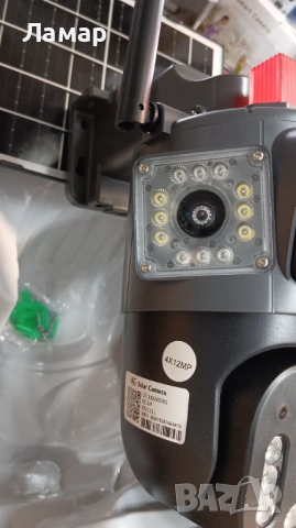 Соларна безжична въртяща камера с 4 обектива 4G 12MP работи с СИМ SIM карта мобилни данни от тел. оп, снимка 2 - HD камери - 53445268