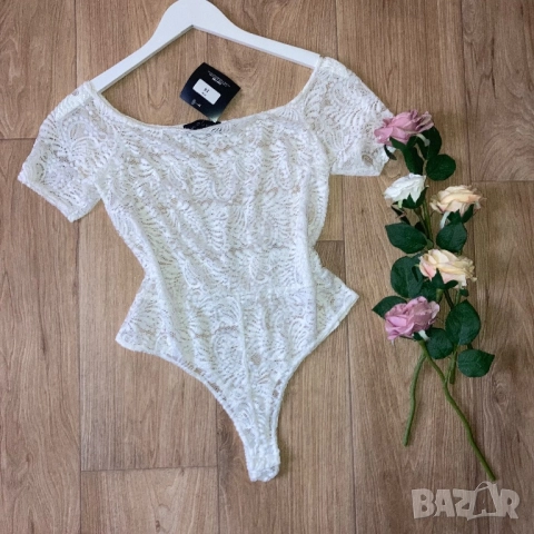 Разпродажба спешно! Ново бяло дантелено дамско боди L, снимка 3 - Корсети, бюстиета, топове - 52840876
