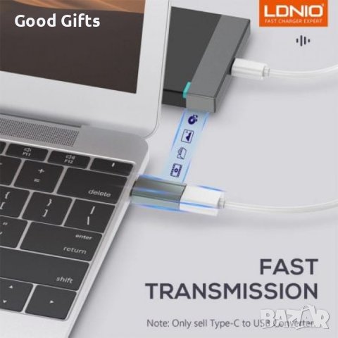 Адаптер Преходник LDNIO USB-C към USB-A, снимка 4 - Кабели и адаптери - 43083589