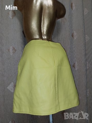 Vero Moda M Жълта кожена къса пола @, снимка 5 - Поли - 43029131