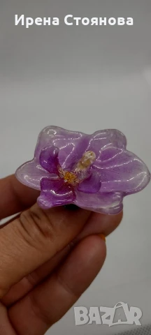 Регулируем пръстен с естествен цвят на орхидея. , снимка 2 - Пръстени - 50565167