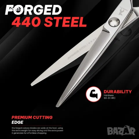 Японска стоманена ножица Shogun Ergo Premium 440C - Професионална фризьорска ножица, 5 инча, снимка 5 - Друго оборудване - 47331927