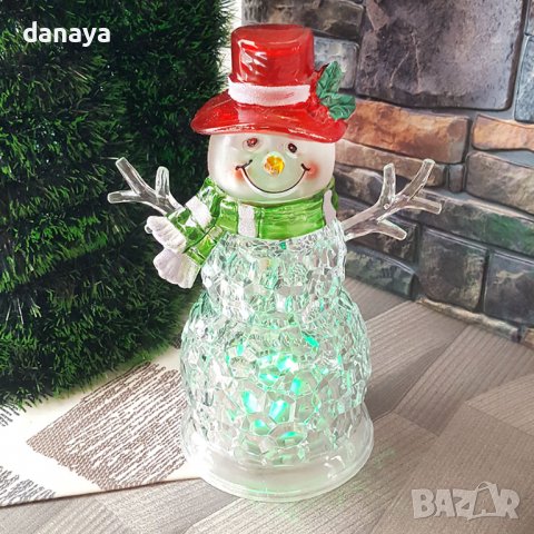 3182 Светеща коледна украса Весел Снежко, 24 см, снимка 2 - Декорация за дома - 38404203